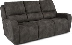 Flexsteel® Aiden Grey Power Reclining Sofa with Power Headrests