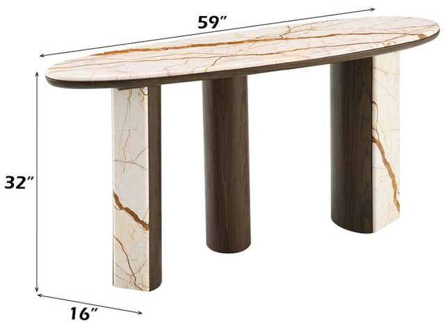 ACME Furniture Haidar Brown/Natural Marble Console Table-2