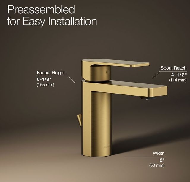 KOHLER® Parallel® Vibrant Brushed Moderne Brass 1.0 GPM Single-Handle Bathroom Sink Faucet-2