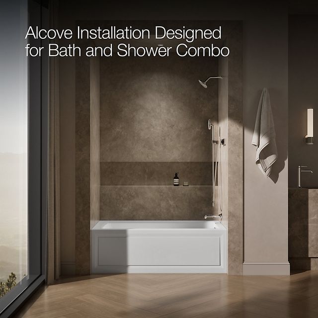 KOHLER® Archer® White 60" x 32" Alcove Whirlpool Bath - Right Drain-3
