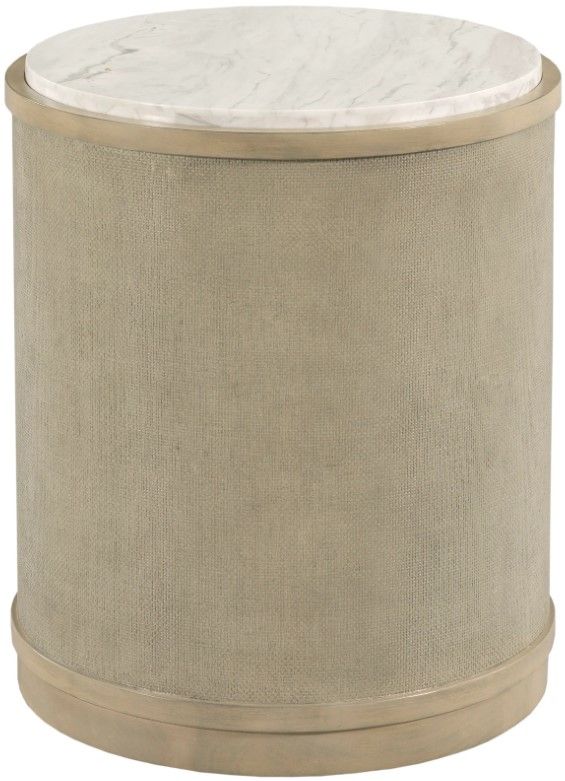 Hammary® Hidden Treasures White Marble Top Round End Table with Brown Base-0