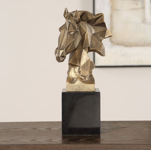 Uttermost® Chiseled Horse Bust Black/Gold Sculpture-1