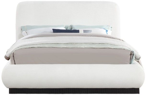 Meridian Furniture Rigby Cream/Black Queen Linen Textured Upholstered Panel Bed-1