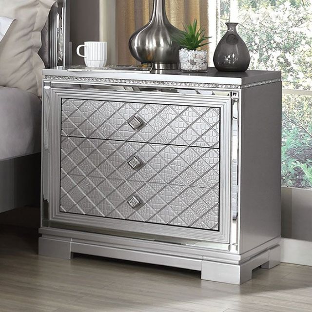 Furniture of America® Belleterre Silver Nightstand-2