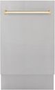 ZLINE Autograph Edition 18" Stainless Steel Built In Dishwasher with Polished Gold Handle-0