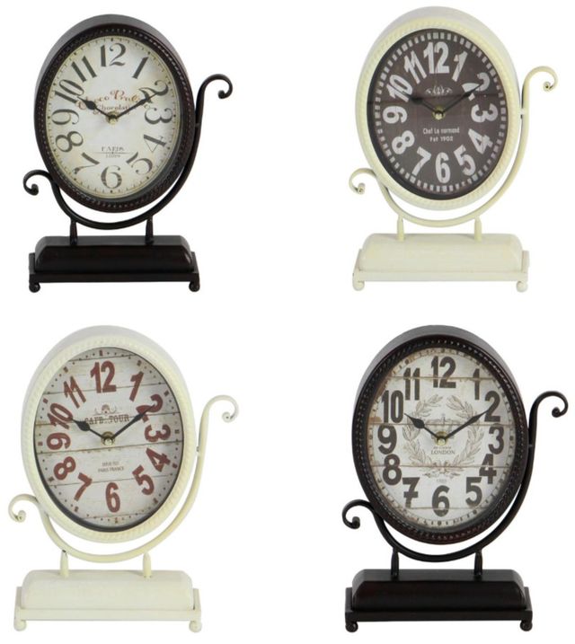 Deco Marche 4-Piece Black Metal Scroll Decorative Clock Set-0