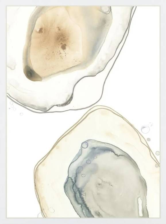 Classy Art Ocean Oysters III by June Erica Vess Mirrored Frame Wall Art-1