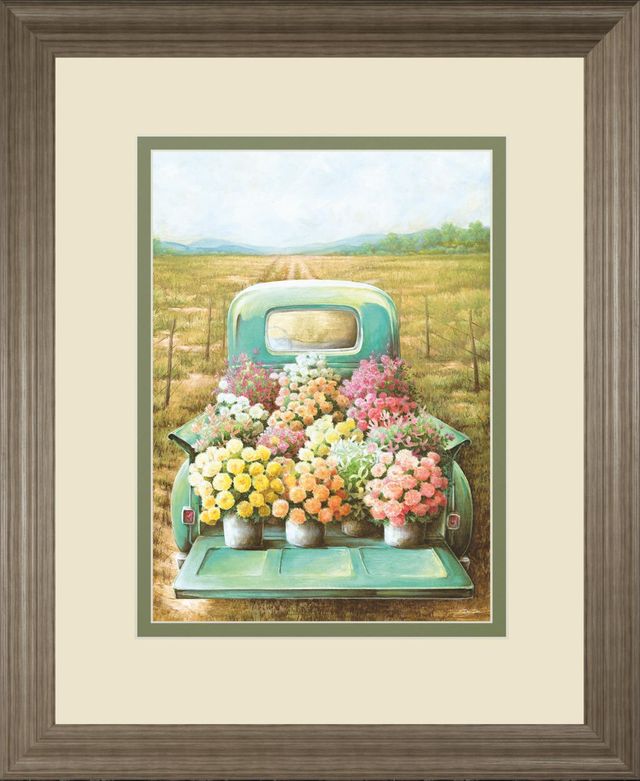 Classy Art Green 34 in. x 40 in. Flowers For Sale By Deedee Framed Print Wall Art-0