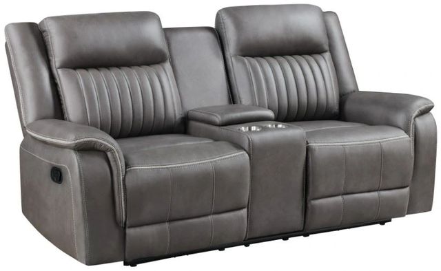 New Classic® Home Furnishings Enzo Gray Dual Manual Reclining Loveseat-0