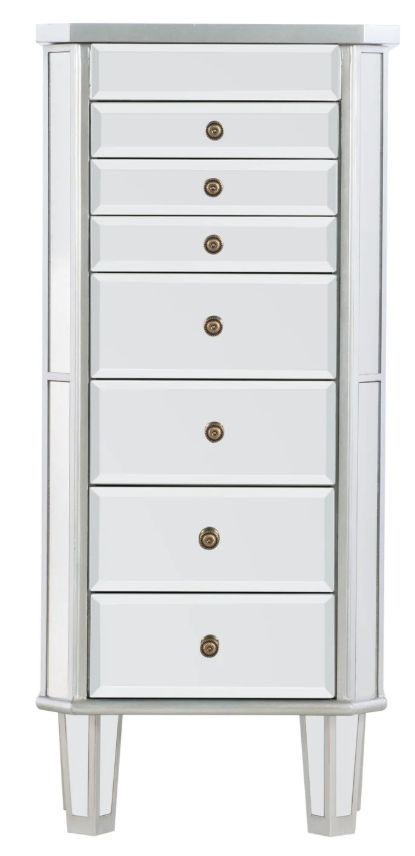 Powell® Milan Silver Mirrored Jewelry Armoire-1