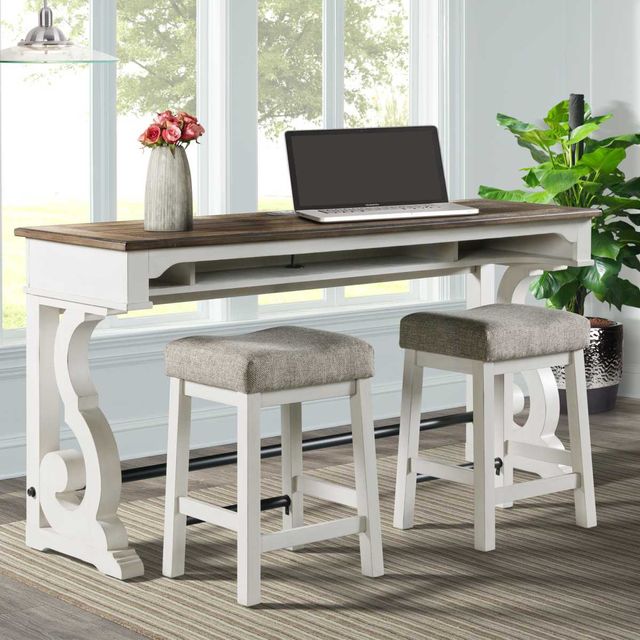 Intercon Drake French Oak Sofa Bar Table with Rustic Gray Base-1