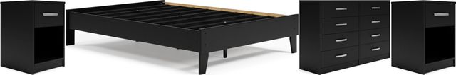 Signature Design by Ashley® Finch 4-Piece Black Full Platform Bed Set-0
