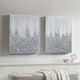 Olliix by Madison Park Glimmer 2 Piece Silver Hand Brush Heavy Textured Glitz Embellished Canvas Set-4