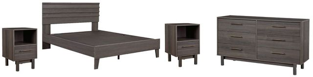 Signature Design by Ashley® Brymont 4-Piece Dark Gray Queen Panel Headboard Bed Set-0