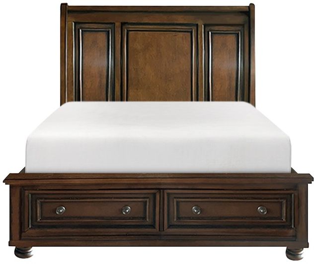 Homelegance® Cumberland Brown Cherry Eastern King Storage Sleigh Platform Bed-2