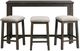 Elements International Stone 4-Piece Smokey Dark Ash Occasional Bar Table Set-1