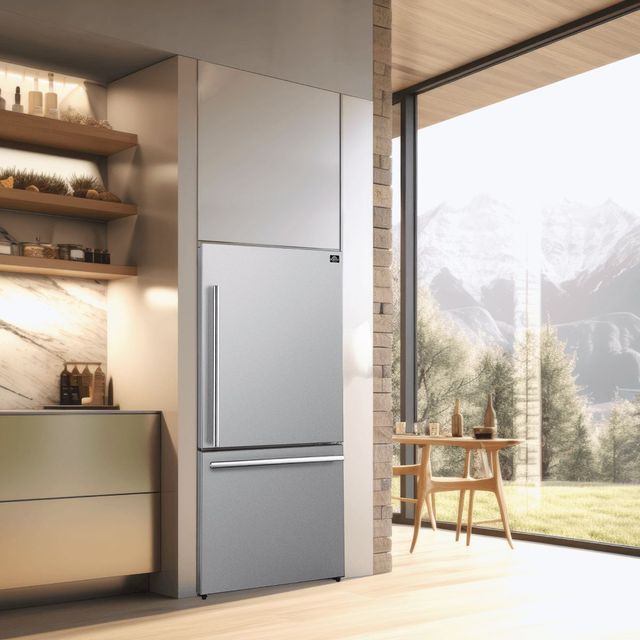 FORNO® Milano Espresso 34 in. 17.2 Cu. Ft. Stainless Steel Counter Depth Bottom Freezer Refrigerator-3