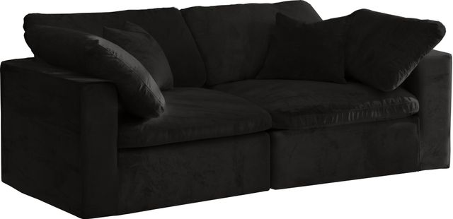 Meridian Furniture Cozy Black Velvet 80" Cloud Modular Sofa-0