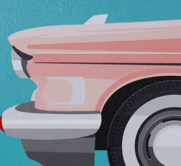Stylecraft Vintage Car II Black/Blue-Green/Pink Wall Art-1