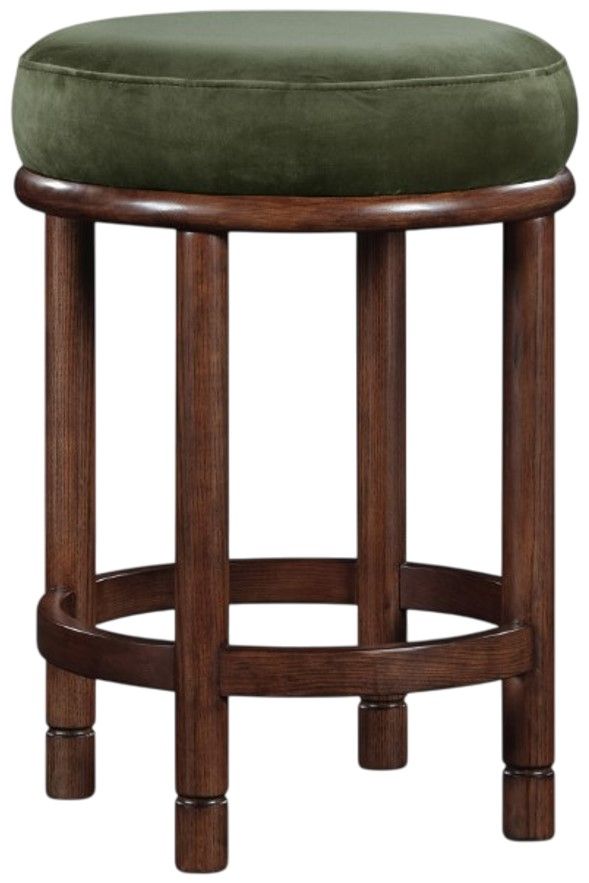 Meridian Furniture Monette Green/Walnut Brown Upholstered Counter Stool-0