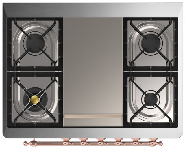 Ilve® Majestic III 36" Glossy Black Pro Style Dual Fuel Liquid Propane Range with 6 Black Brass Burners and Copper Trim-3