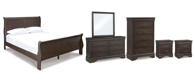 Signature Design by Ashley® Leewarden 6-Piece Dark Brown Queen Sleigh Bed Set-0