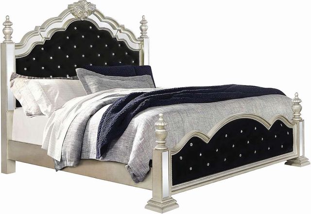 Coaster® Heidi 4-Piece Metallic Platinum Queen Bedroom Set-1