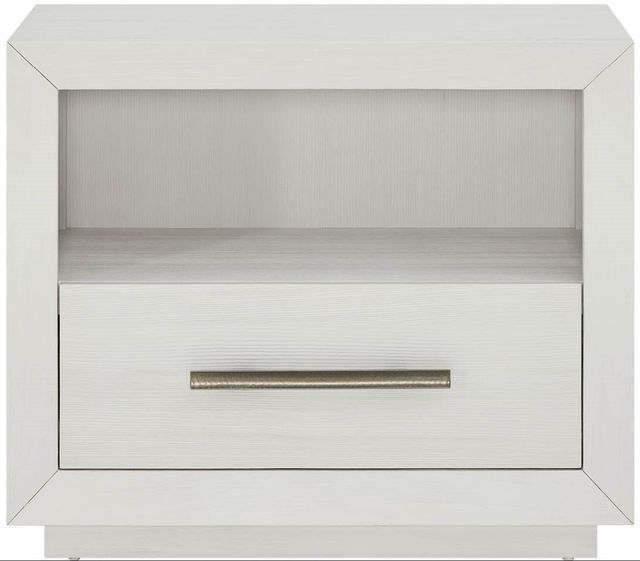 Universal Explore Home™ Oasis White Sandblasted Quartered Pine 34" Shoreline Nightstand-2