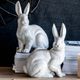 A & B Home Hector White Alert Rabbit Statuette-1