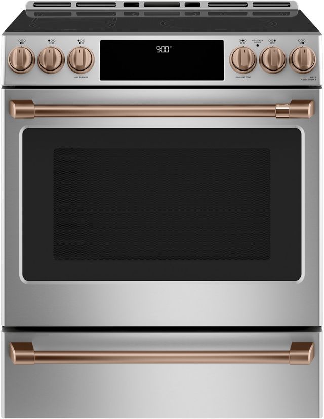 Café™ Brushed Copper Front Control Induction Knobs and Handle Kit-2