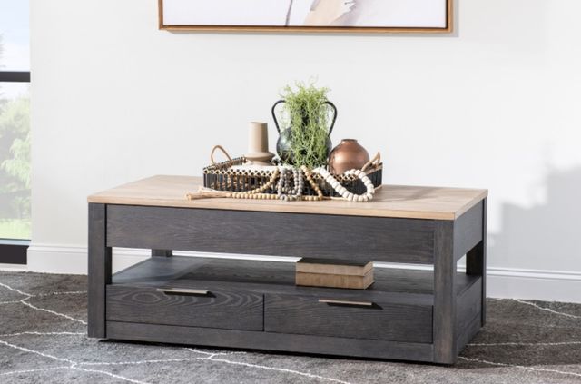 Legacy Classic Halifax Flax Lift-Top Cocktail Table with Java Base-2