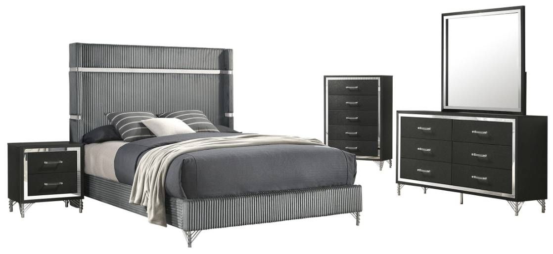 Coaster® Lucia 5-Piece Black/Gray Queen Bedroom Set | Jarons Furniture ...