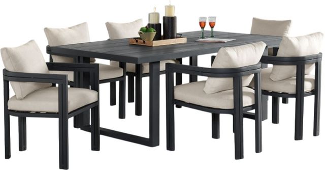 Elements International Playa 7-Piece Dark Gray Fabric/Metal Outdoor Dining Set-0