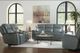 Bassett® Furniture Conover Blue Gray Leather Reclining Loveseat with Console-4