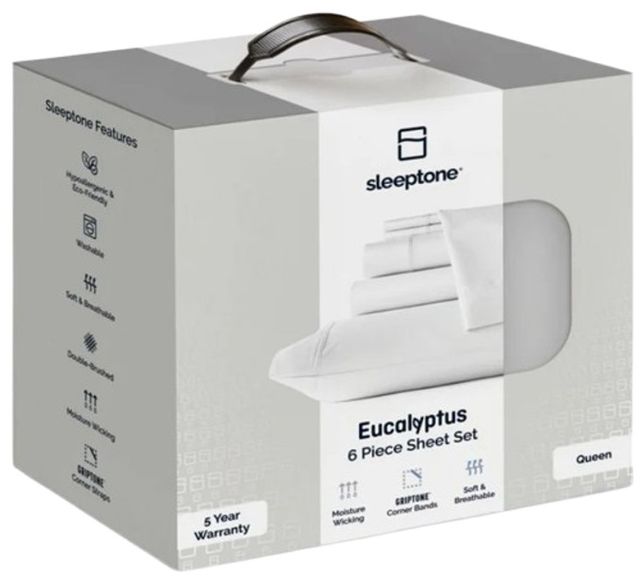 Sleeptone® Eucalyptus 6-Piece White Moisture-Wicking Twin Sheet Set-2
