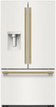 KitchenAid® 36” 30.5 Cu. Ft. Porcelain White French Door Refrigerator with Exterior Water/Ice Dispenser and Wood Look Sliding Tray-0