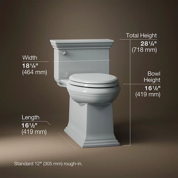 KOHLER® Memoirs® Stately Ice Gray 1-Piece Compact Elongated Toilet with Skirted Trapway, 1.28 Gpf-3