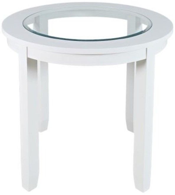 Jofran Inc. Urban Icon Glass Top Round Counter Table with White Base-2