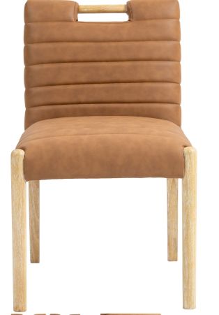 Meridian Furniture Aimee Cognac/Natural Leather Dining Side Chair-1