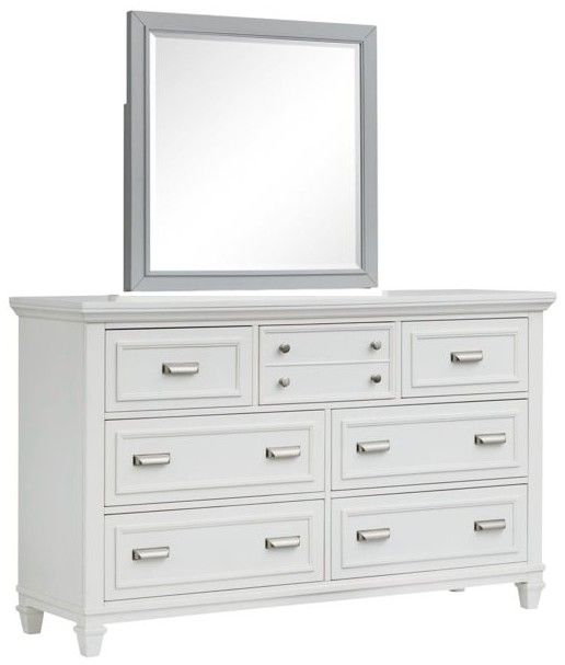 Magnussen Home® Charleston White Dove Dresser with Harbor Gray Mirror-0