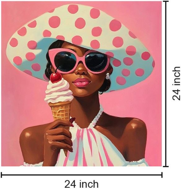 Classy Living Adventurous Ice Cream on Pink Wall Art-2