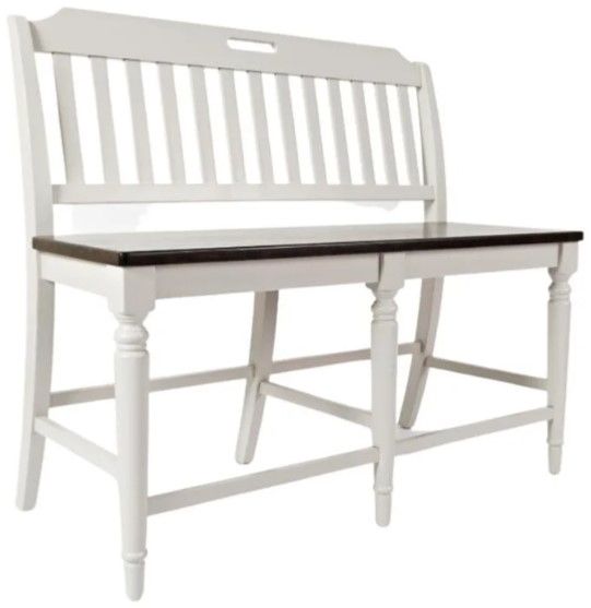 Jofran Inc. Orchard Park Brown/Light Gray Slatback Counter Bench-0