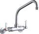 Elkay Chrome Foodservice 3-8" Adjustable Centers Wall Mount Faucet with 8" High Arc Spout and 2" Lever Handle-0