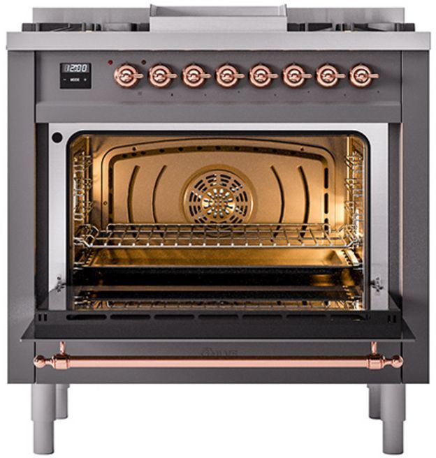 Ilve® Nostalgie II Series 36" Graphite Matte Pro Style Dual Fuel Range-1