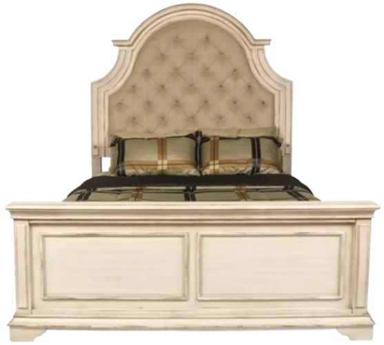 New Classic® Home Furnishings Anastasia 4-Piece Antique White Queen Upholstered Bedroom Set with Chest-2
