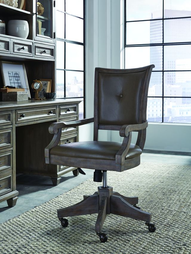 Magnussen Home® Lancaster Dovetail Grey Swivel Chair-3