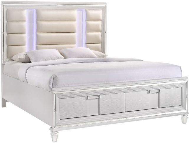 Elements International Twenty Nine 4-Piece White King Panel Storage Bedroom Set-2