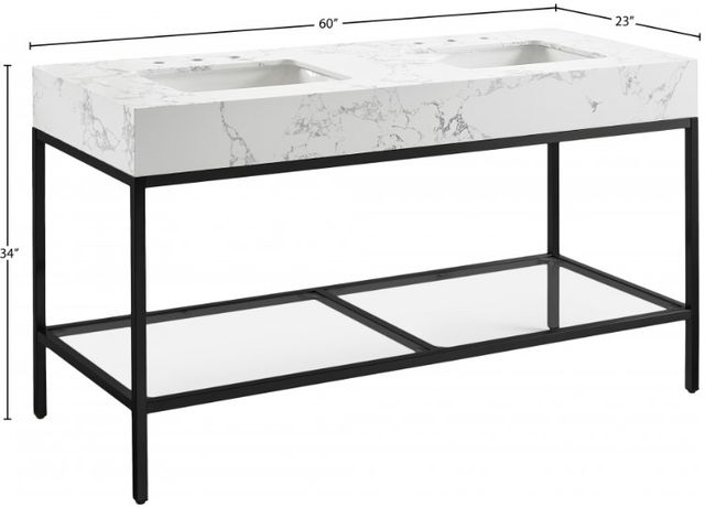 Meridian Furniture Marmo White/Matte Black 60" Bathroom Vanity-4