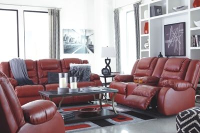Signature Design by Ashley® Vacherie Salsa Reclining Sofa-4