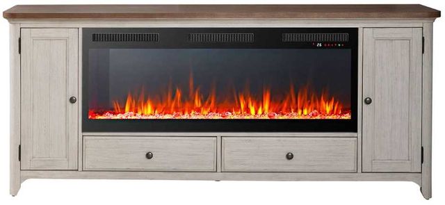 Liberty Furniture Farmhouse Reimagined Antique White/Chestnut 80" Fireplace TV Console with Firebox Insert-2